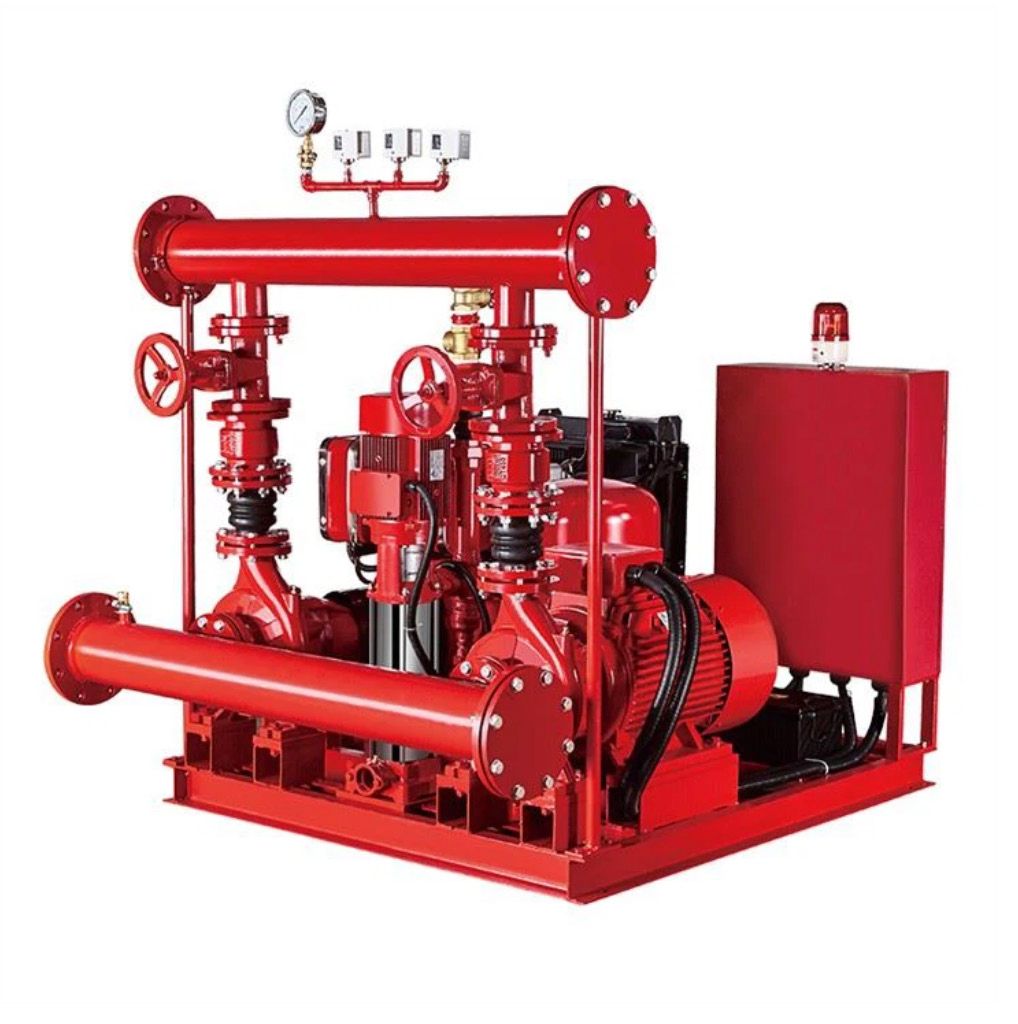 Fire pump set on a skid