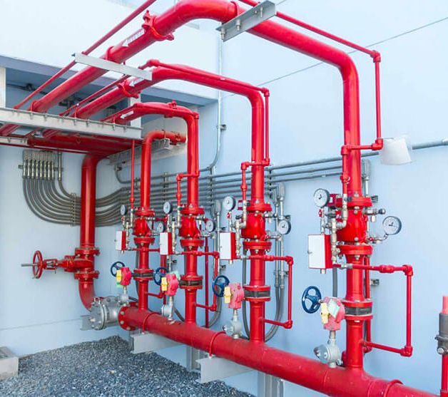 Sprinkler pipework in a building